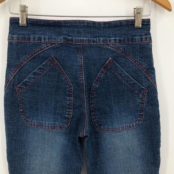 Vintage Von Dutch Capri Jeans Juniors Size 3 Y2K Embroidered Med Wash Mid Rise - Picture 9 of 12